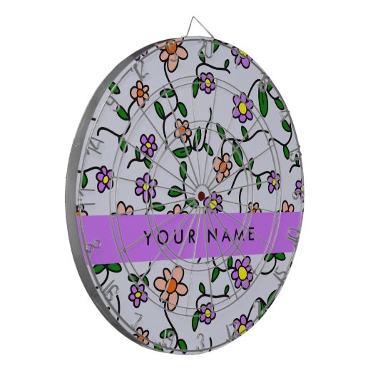 Farbenfrohe Blume, blauer Hintergrund, Lila Dartscheibe (Vorderseite Links)