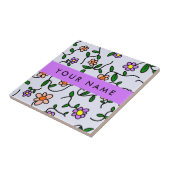 Farbenfrohe Blume, blauer Hintergrund, Lila Fliese (Seite)