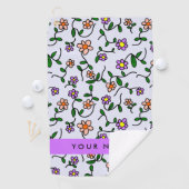 Farbenfrohe Blume, blauer Hintergrund, Lila Golfhandtuch (Insitu)