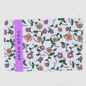 Farbenfrohe Blume, blauer Hintergrund, Lila Golfhandtuch (Horizontal)