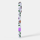 Farbenfrohe Blume, blauer Hintergrund, Lila iPhone Hülle (Rechte Seite)