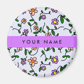 Farbenfrohe Blume, blauer Hintergrund, Lila Magnet (Vorne)