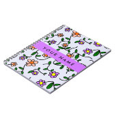 Farbenfrohe Blume, blauer Hintergrund, Lila Notizblock (Linke Seite)