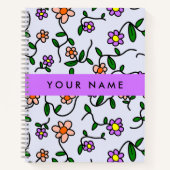 Farbenfrohe Blume, blauer Hintergrund, Lila Notizblock (Vorderseite)