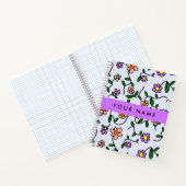 Farbenfrohe Blume, blauer Hintergrund, Lila Notizblock (Innenseite)