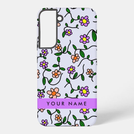 Farbenfrohe Blume, blauer Hintergrund, Lila Samsung Galaxy Hülle (Rückseite)