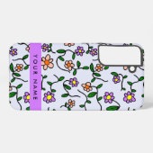 Farbenfrohe Blume, blauer Hintergrund, Lila Samsung Galaxy Hülle (Rückseite (Horizontal))