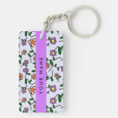 Farbenfrohe Blume, blauer Hintergrund, Lila Schlüsselanhänger (Rückseite)