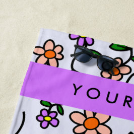 Farbenfrohe Blume, blauer Hintergrund, Lila Strandtuch