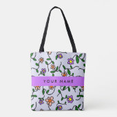 Farbenfrohe Blume, blauer Hintergrund, Lila Tasche (Rückseite)
