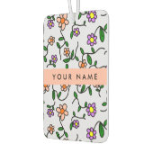 Farbenfrohe Blume, blauer Hintergrund, orange Autolufterfrischer (Links)