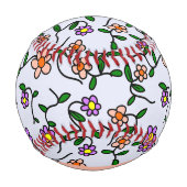 Farbenfrohe Blume, blauer Hintergrund, orange Baseball (Rückseite)