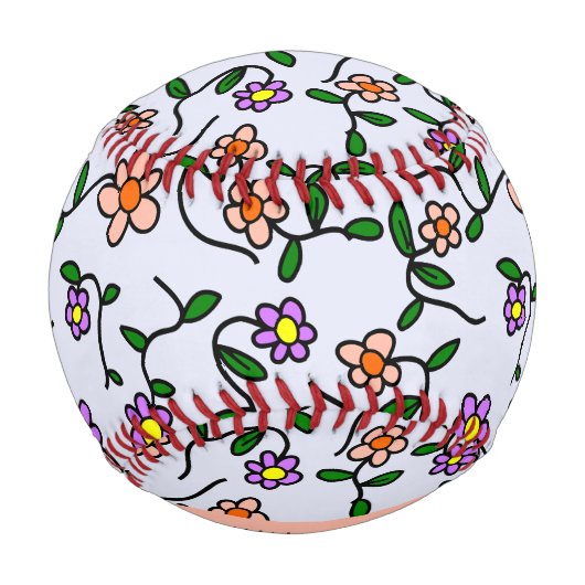 Farbenfrohe Blume, blauer Hintergrund, orange Baseball (Rückseite)