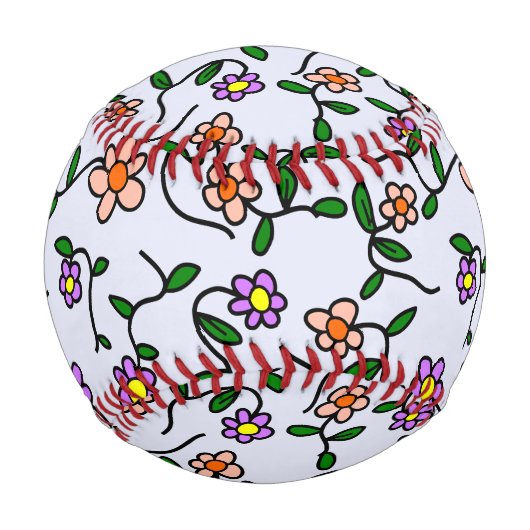 Farbenfrohe Blume, blauer Hintergrund, orange Baseball (Vorderseite)