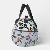 Farbenfrohe Blume, blauer Hintergrund, orange Duffle Bag (Rechts)