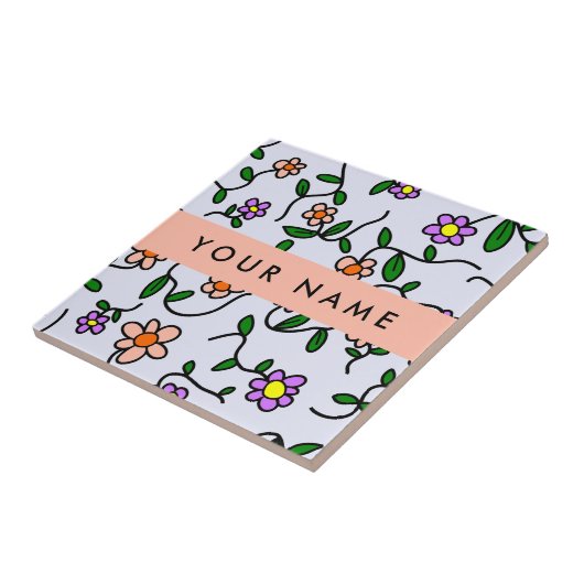 Farbenfrohe Blume, blauer Hintergrund, orange Fliese (Seite)