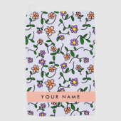 Farbenfrohe Blume, blauer Hintergrund, orange Golfhandtuch (Vorderseite)