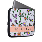 Farbenfrohe Blume, blauer Hintergrund, orange Laptopschutzhülle (Vorne Rechts)