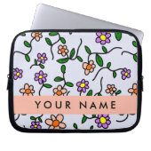 Farbenfrohe Blume, blauer Hintergrund, orange Laptopschutzhülle (Vorderseite)