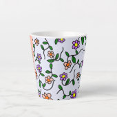 Farbenfrohe Blume, blauer Hintergrund, orange Milchtasse (Vorderseite)