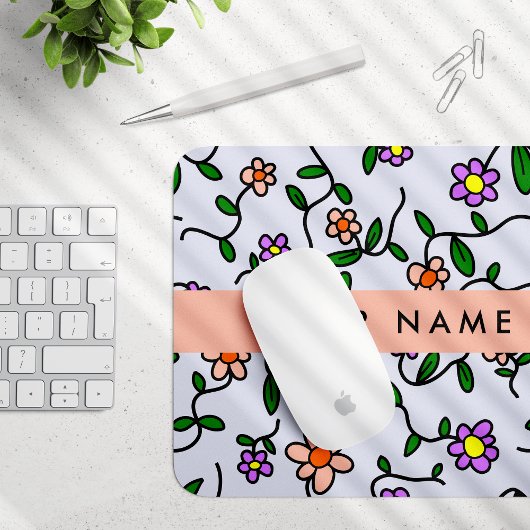 Farbenfrohe Blume, blauer Hintergrund, orange Mousepad