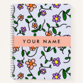Farbenfrohe Blume, blauer Hintergrund, orange Notizblock (Vorderseite)