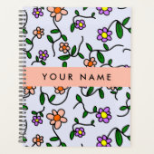 Farbenfrohe Blume, blauer Hintergrund, orange Planer (Vorderseite)