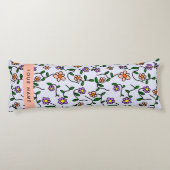 Farbenfrohe Blume, blauer Hintergrund, orange Seitenschläferkissen (Rückseite)