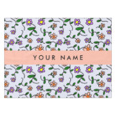 Farbenfrohe Blume, blauer Hintergrund, orange Tischdecke (Vorderseite (Horizontal))