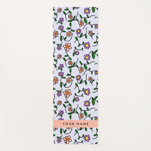 Farbenfrohe Blume, blauer Hintergrund, orange Yogamatte (Vorderseite)