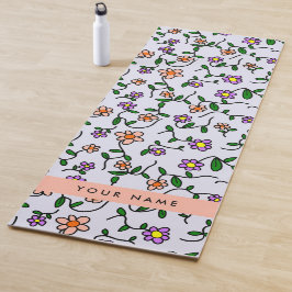 Farbenfrohe Blume, blauer Hintergrund, orange Yogamatte