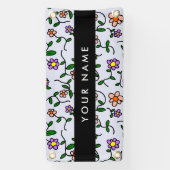 Farbenfrohe Blume, blauer Hintergrund, schwarz Banner (Vertikal)