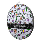 Farbenfrohe Blume, blauer Hintergrund, schwarz Dartscheibe (Vorderseite rechts)