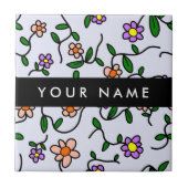 Farbenfrohe Blume, blauer Hintergrund, schwarz Fliese (Vorderseite)