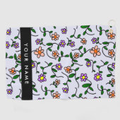 Farbenfrohe Blume, blauer Hintergrund, schwarz Golfhandtuch (Horizontal)