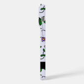 Farbenfrohe Blume, blauer Hintergrund, schwarz iPhone Hülle (Linke Seite)