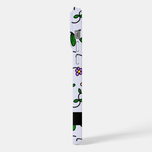 Farbenfrohe Blume, blauer Hintergrund, schwarz iPhone Hülle (Linke Seite)