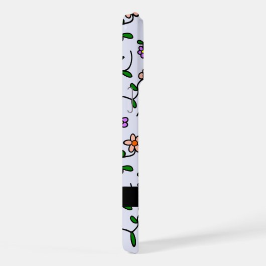 Farbenfrohe Blume, blauer Hintergrund, schwarz iPhone Hülle (Rechte Seite)