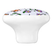 Farbenfrohe Blume, blauer Hintergrund, schwarz Keramikknauf (Seitenansicht)