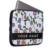 Farbenfrohe Blume, blauer Hintergrund, schwarz Laptopschutzhülle (Vorne Rechts)