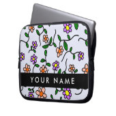 Farbenfrohe Blume, blauer Hintergrund, schwarz Laptopschutzhülle (Vorderseite Links)