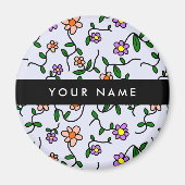 Farbenfrohe Blume, blauer Hintergrund, schwarz Magnet (Vorne)