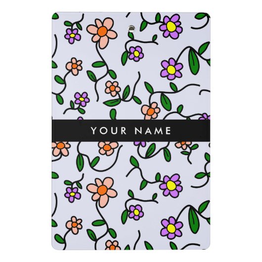 Farbenfrohe Blume, blauer Hintergrund, schwarz Mini Klemmbrett (Rückseite)