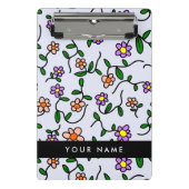 Farbenfrohe Blume, blauer Hintergrund, schwarz Mini Klemmbrett (Vorderseite)