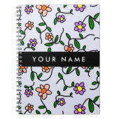Farbenfrohe Blume, blauer Hintergrund, schwarz Notizblock (Vorderseite)