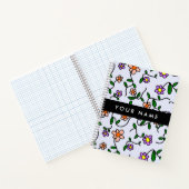Farbenfrohe Blume, blauer Hintergrund, schwarz Notizblock (Innenseite)