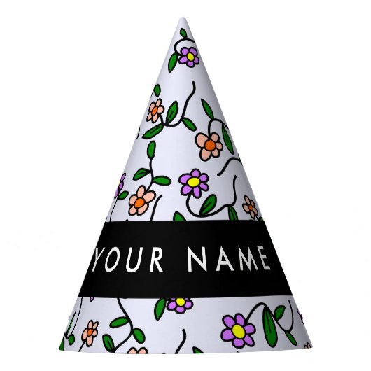 Farbenfrohe Blume, blauer Hintergrund, schwarz Partyhütchen (Vorderseite)