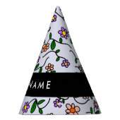 Farbenfrohe Blume, blauer Hintergrund, schwarz Partyhütchen (Rechts)