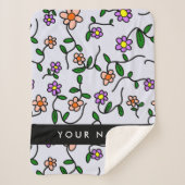 Farbenfrohe Blume, blauer Hintergrund, schwarz Sherpadecke (Vorderseite)