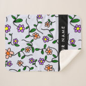 Farbenfrohe Blume, blauer Hintergrund, schwarz Sherpadecke (Vorderseite (Horizontal))